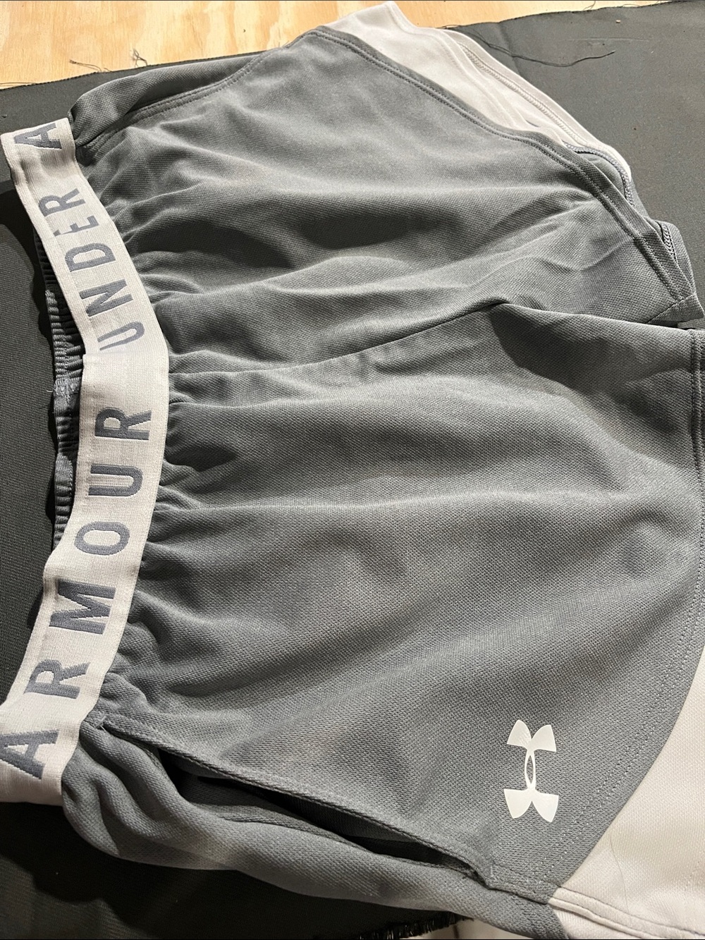 Under Armour Light Gray Women’s Performance Shorts with Logo Waistband